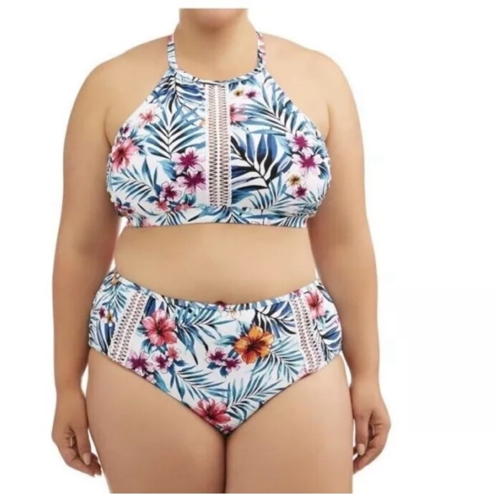 Time and Tru women’s Size 3XL Tropical Rainforest swim top & bikini bottom NWT